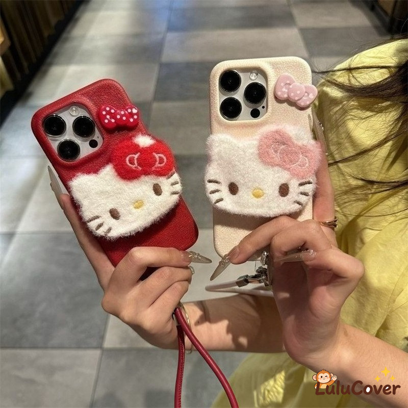 Vỏ Hello Kitty có dây buộc ngắn cho Xiaomi Poco F8 X7 F7 Ultra M7 X6 X5 F5 X4 NFC M4 X3 GT M3 F3 X2 