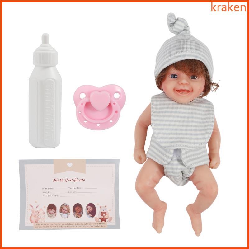 KRA Thực Tế Sơ Sinh Búp Bê Mini Búp Bê Dễ Thương Nhỏ Bé Búp Bê Silicon Toàn Thân