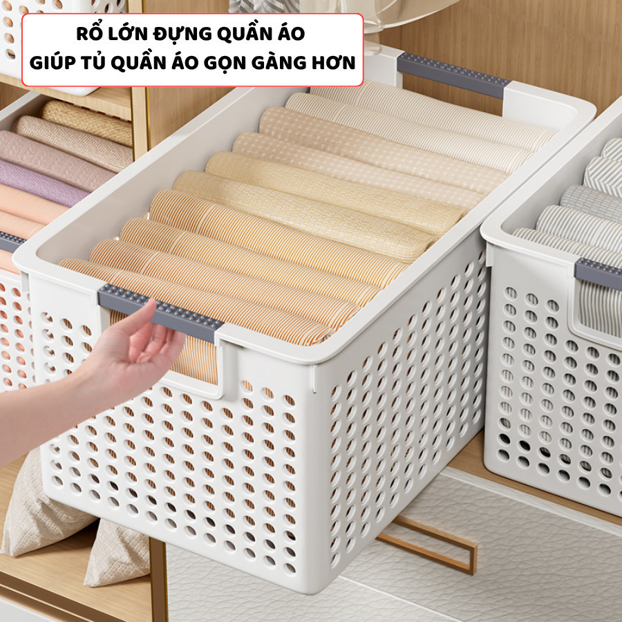 Giỏ Nhựa Đa Kích Thước Đựng Đồ Đa Năng, Khay Nhựa, Rổ Nhựa Đựng Đồ Có Tay Cầm Xám Decor Tối Giản Q038 | BigBuy360 - bigbuy360.vn