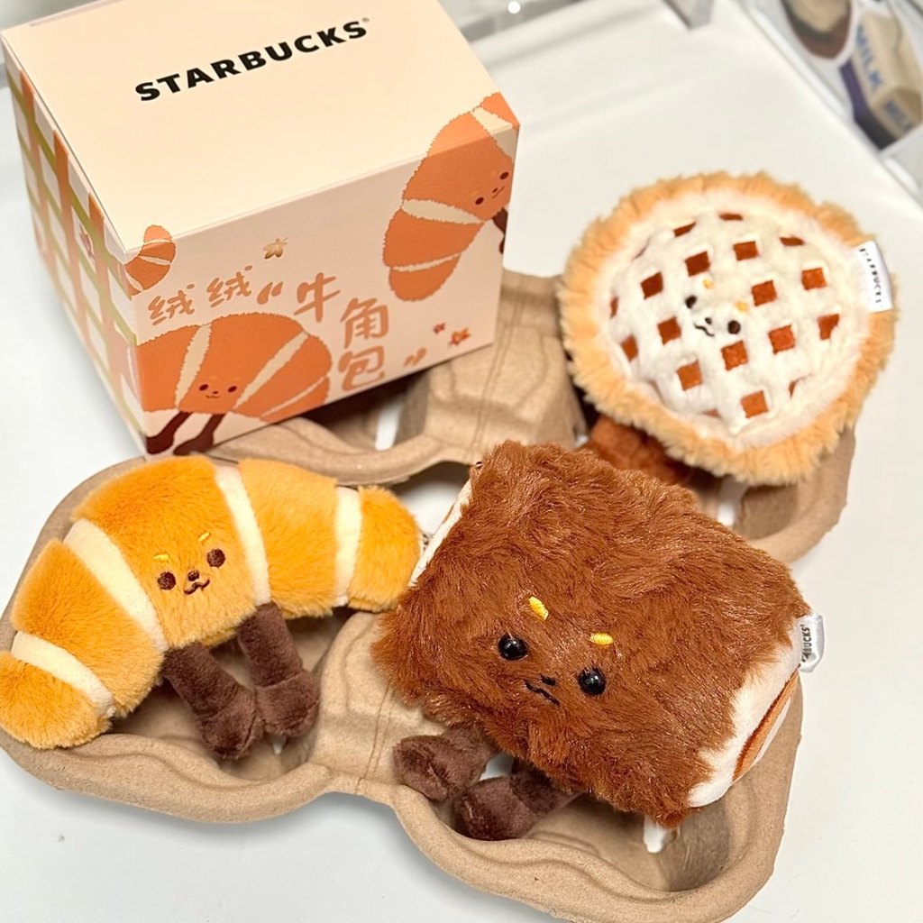Starbucks Jellycat Gấu Nhỏ Món Tráng Miệng Nhà Cuộn Thụy Sĩ Apple Pie Croissant Dễ Thương Sang Trọng