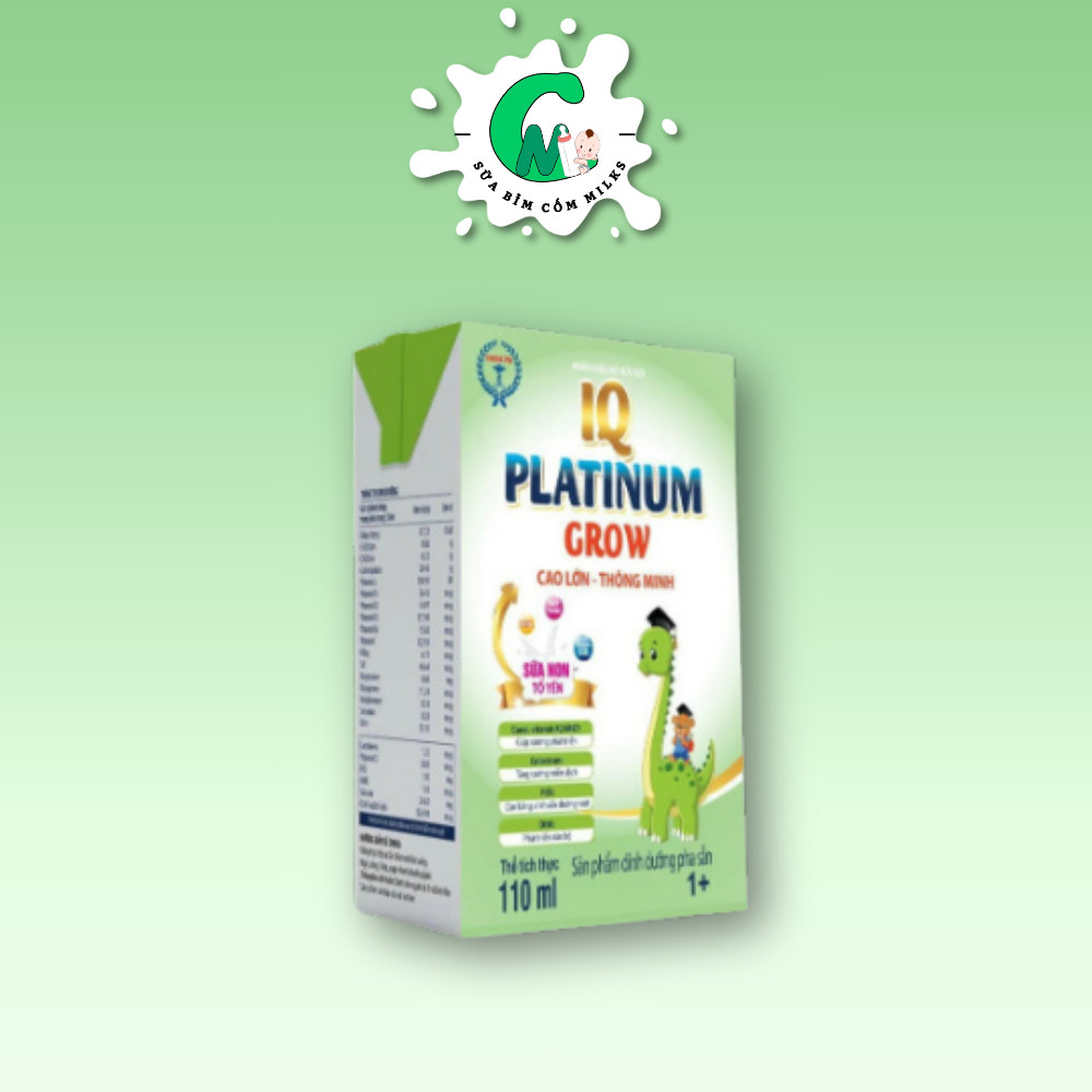 Sữa pha sẵn IQ platinum Grow hương vani dung tích 110ml 1 thùng 48 hộp.