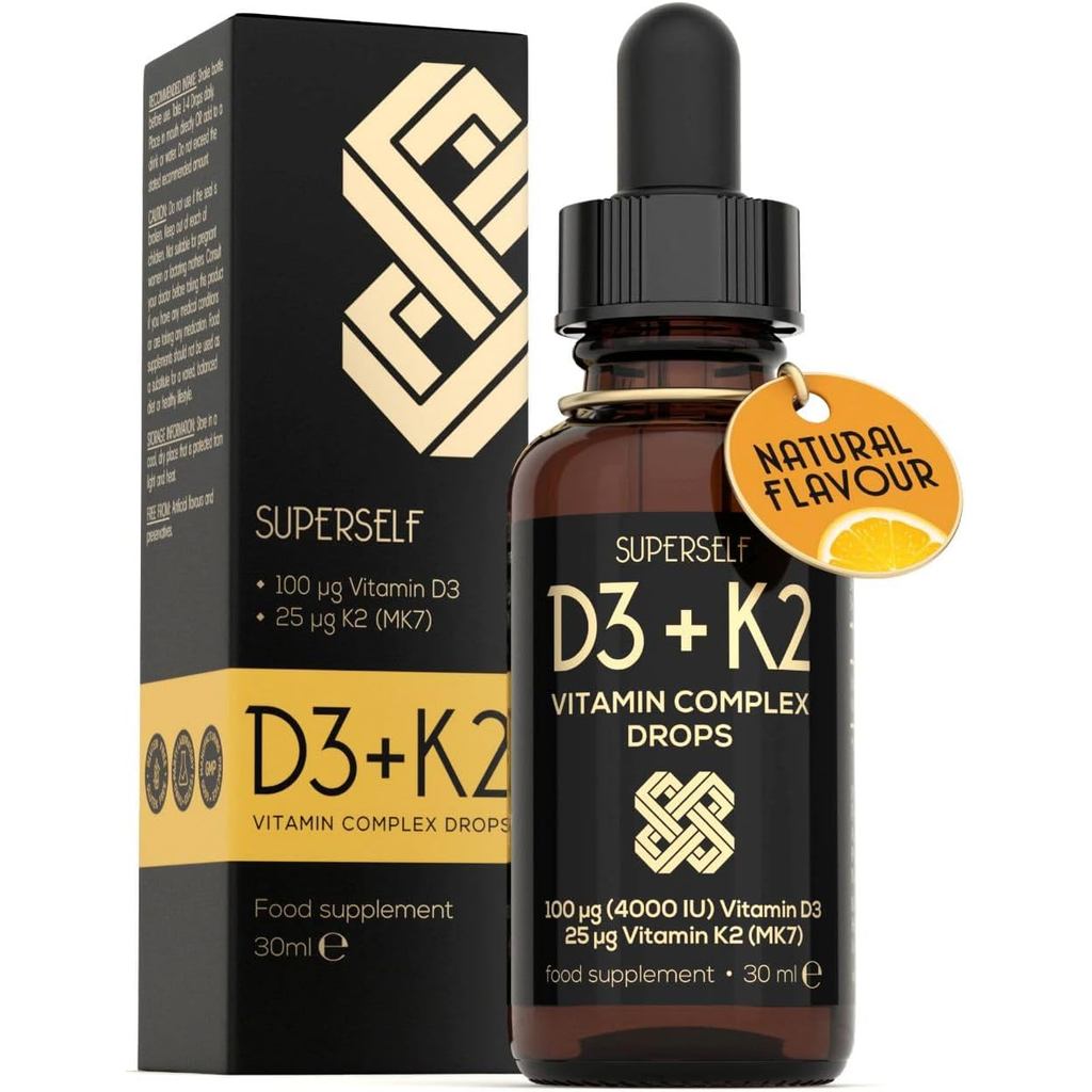 Giọt Vitamin D - Vitamin D3 K2 Liquid dành cho người lớn & trẻ em - Miễn dịch, Xương & Cơ bắp - Vita