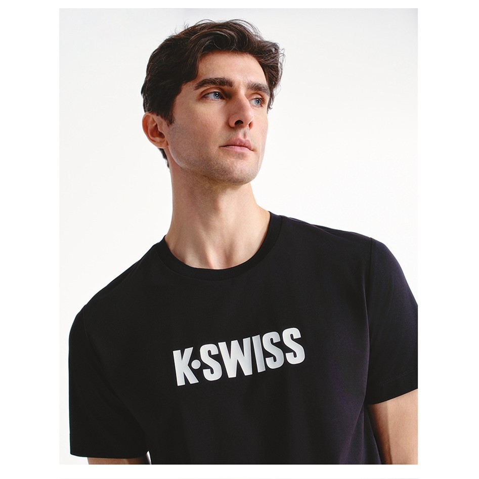 Áo thun nam ngắn tay in hình dáng rộng KSWISS Cotton nguyên chất thông thường