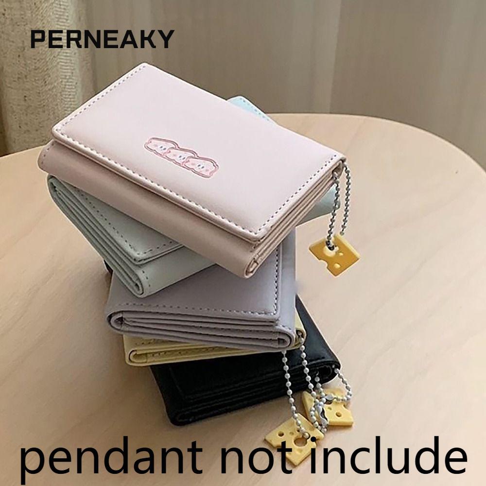 PERNEAKY Da PU Đơn Giản 3 Gấp Ví Túi Đựng Tiền Cho Bé Gái Học Sinh Quà Tặng