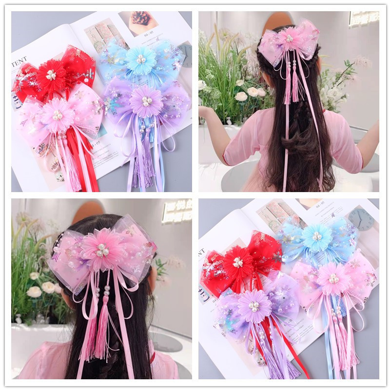 Bé Gái Streamer Lưới Sofa Kẹp Nơ Streamer Phụ Kiện Tóc