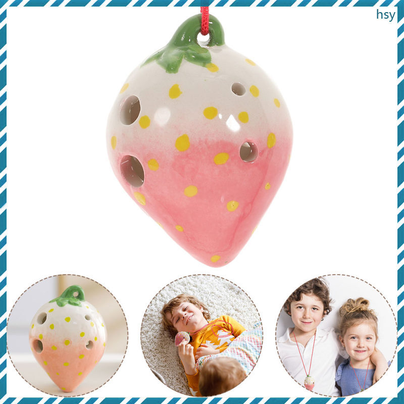 Gốm Ocarina 6 lỗ Thiết kế dâu tây Dụng cụ gió lý tưởng để thực hành tại nhà huyisheng