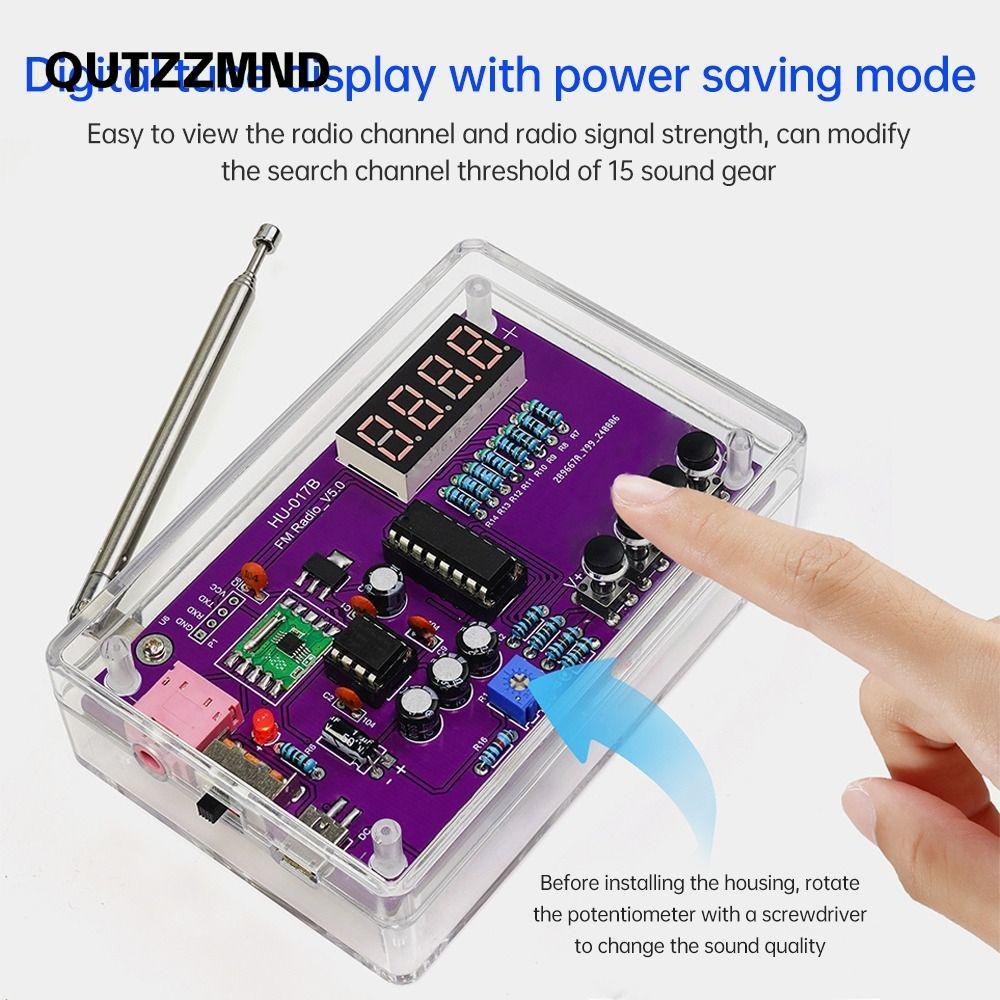 QUTZZMND DIY Đài FM Bộ điện tử, Màn hình kỹ thuật số Bộ nguồn kép HU-017B Radio DIY Kit, 87-108 MHz 