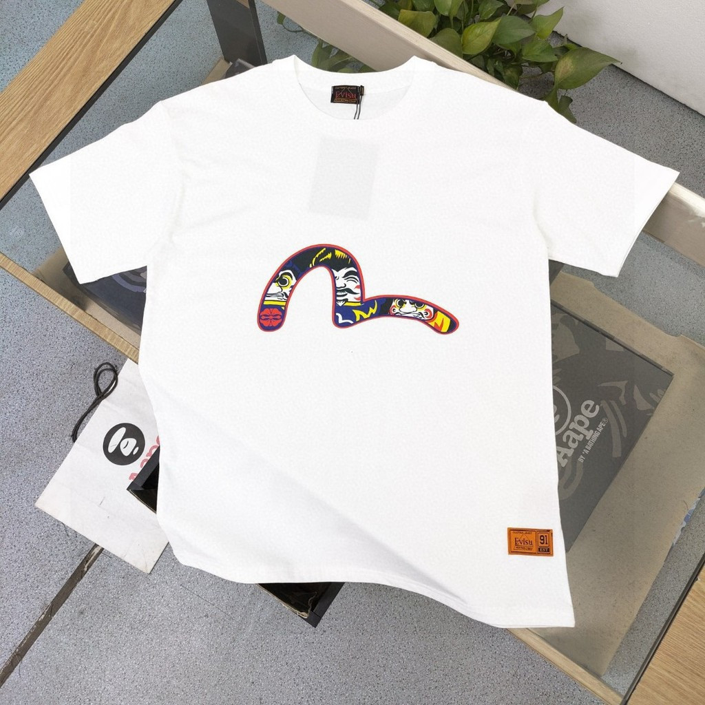 Áo thun ngắn tay EVISU chính hãng Nhật Bản, thiết kế thời trang cho nam và nữ