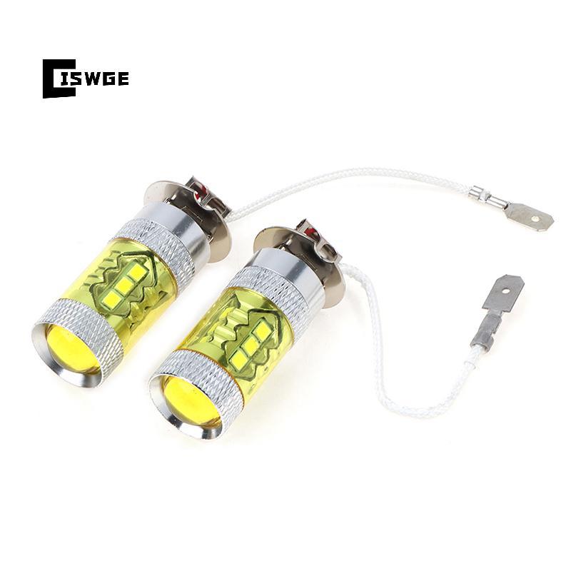 [CISWGE] 2 Đèn LED Sương Mù 12-24V H3 80W 16 Đèn LED Ô Tô SMD Màu Vàng Công Suất Cao [MỚI]