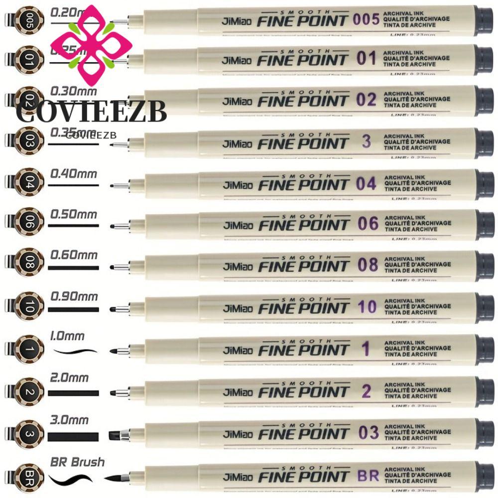 COVIEEZB Liner Micron Ink Marker Pen, Đầu khác nhau Fine Line Pigment Liner Pen, Line Painting Pen T