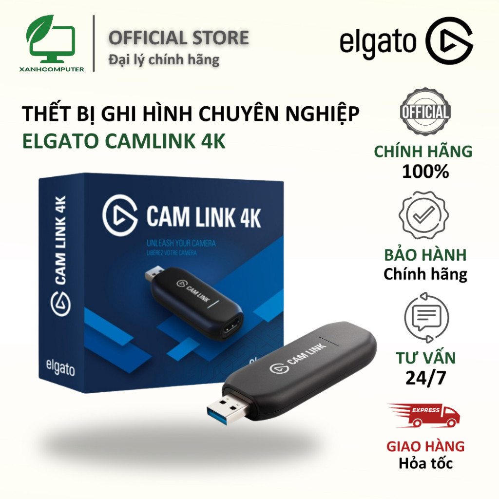 Thết bị ghi hình chuyên nghiệp Elgato CamLink 4K hỗ trợ độ phân giải 3840x2160p30
