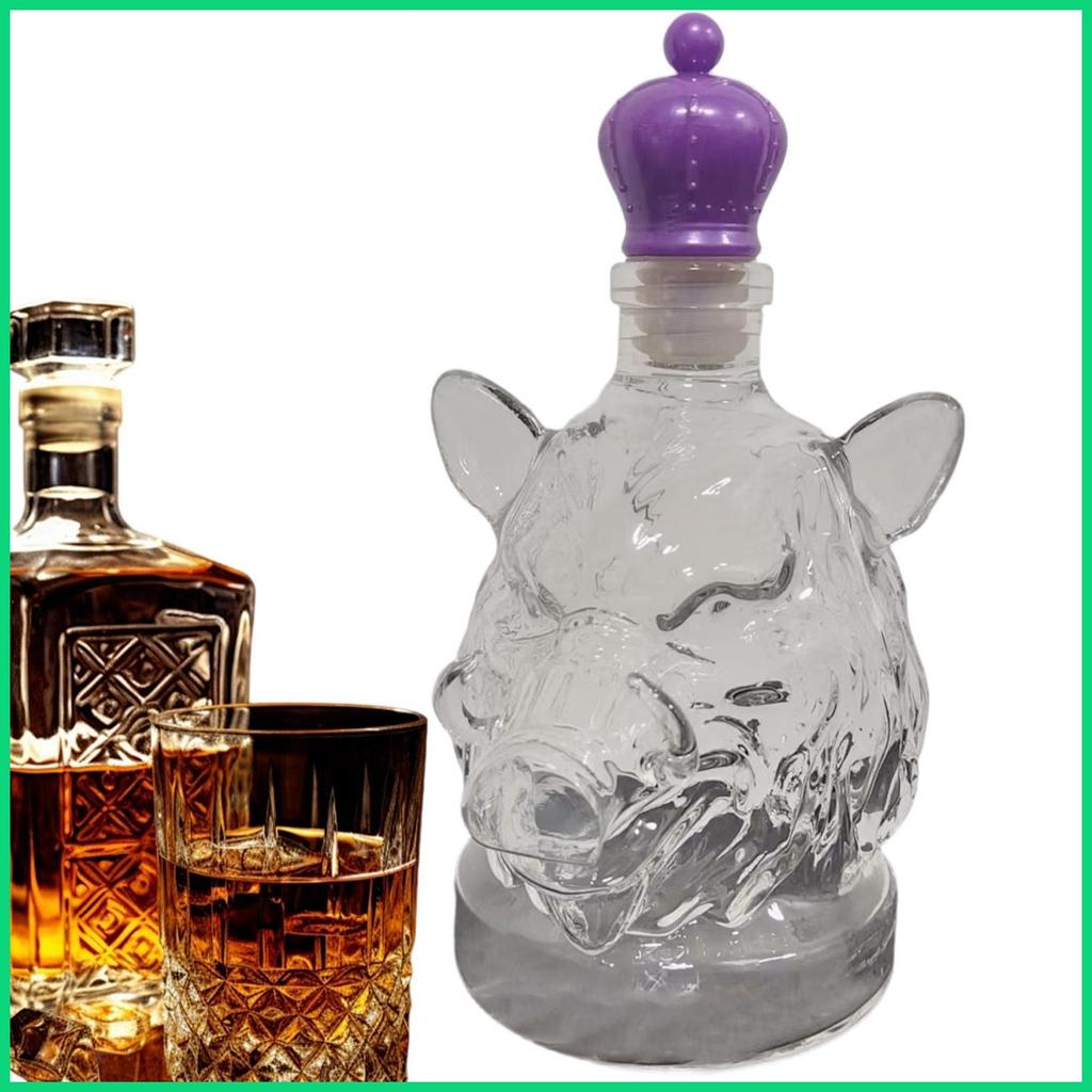Bình Đựng Rượu Whisky Wild Boar Thủy Tinh Chai Rượu Trang Trí Rượu Cho Bourbon Brandy Tequila Kệ jiw