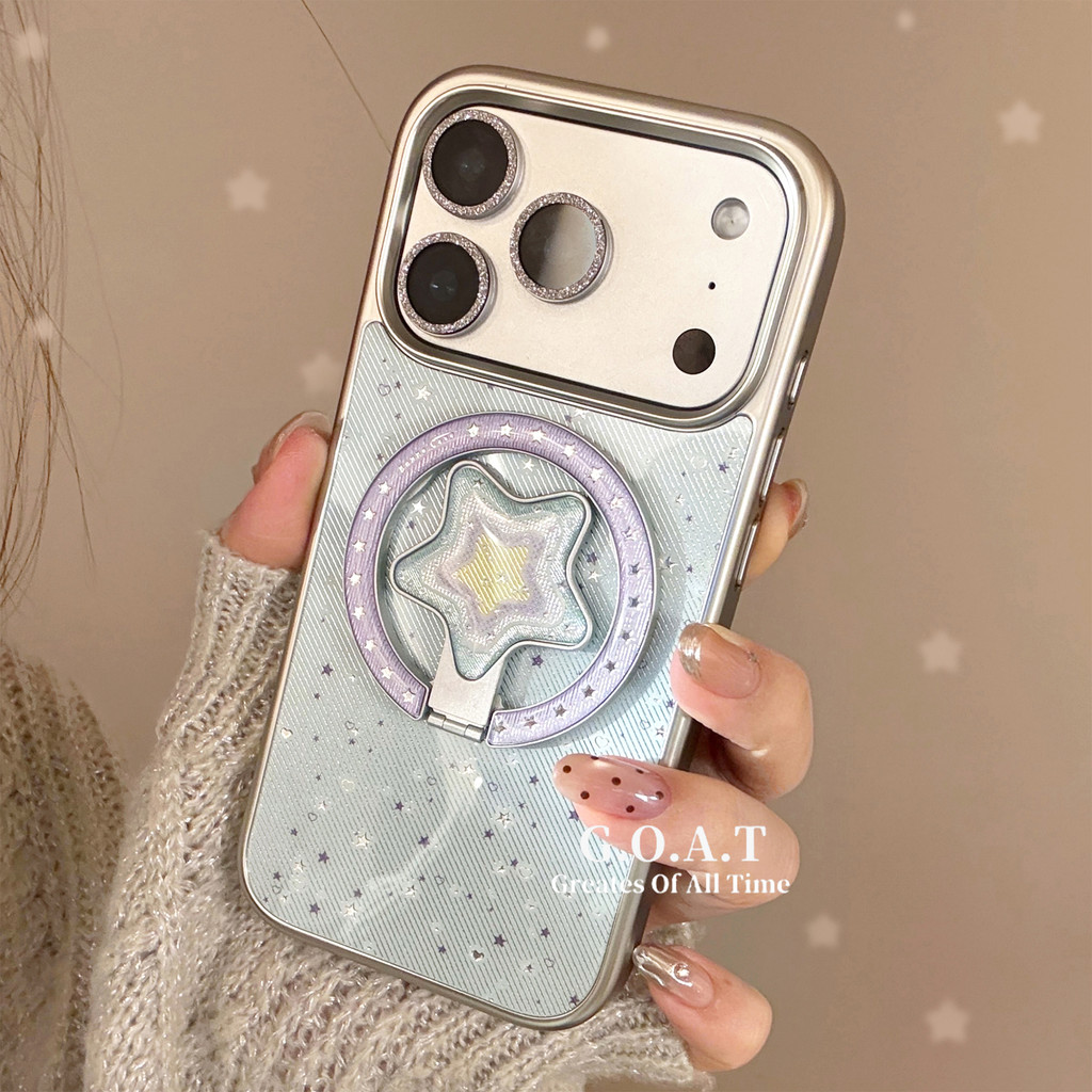 Gilded Blue Star + Blueberry Star Gilded Star Vỏ khung từ tính Tương thích cho iPhone 17 pro max iPh