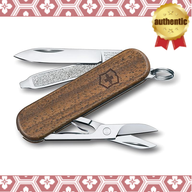 VICTORINOX Classic SD Wood Swiss Army Knife Multi-Function Knife for Outdoor Camping, equipped with 