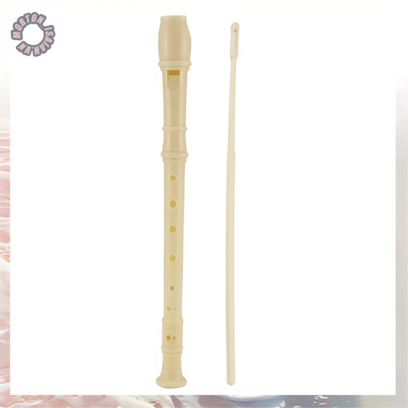 [VNG3] Máy ghi sáo 8 lỗ bằng nhựa màu trắng kem có que làm sạch