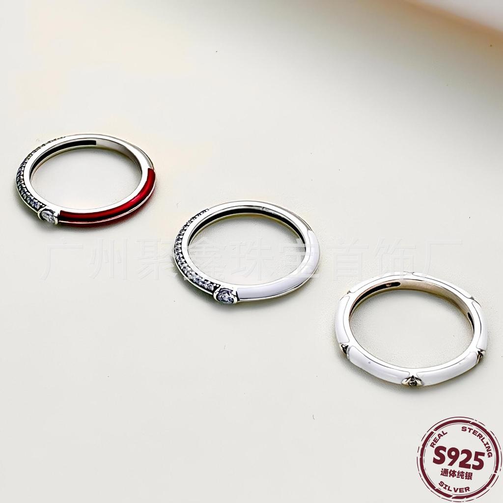 Dora Ring S925Sterling Silver ME Simple and casual twin enamel rings, couple's matching rings, desig
