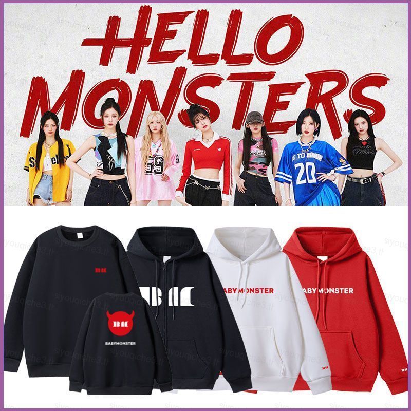 Áo hoodie BabyMonster AHYEON RORA ASA năm 2025, có dây kéo