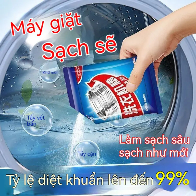 Bột Tẩy Lồng Máy Giặt 10 Gói Hỗ Trợ Diệt Khuẩn Khử Mùi Hôi Lồng Tẩy Cặn Đen 1 Gói 1 Lần Tiện Dụng