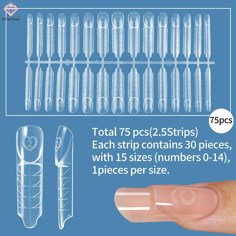 [PCW-T] Space French Dual Forms 15 Kích Cỡ Rõ Ràng Có Thể Tái Sử Dụng Hệ Thống Kép Khuôn Móng Tay Gi