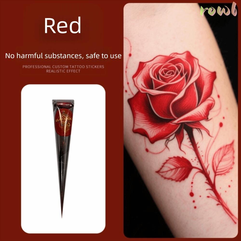 ROWL Henna Tattoo Cream, Black Brown Semi-permanent Henna Paste Cone, Henna Cream Tạm thời Dễ sử dụn