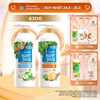 Dầu Gội LASHE SUPERFOOD Sạch Gàu Giảm Rụng/Sạch Gàu Mềm Mượt 630G