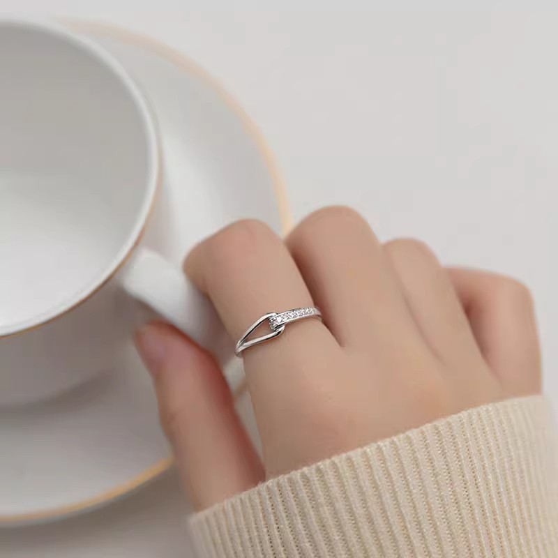 nhẫn bạc nữ thật nhẫn bạc nữ Bộ sưu tập nhẫn bạc 925 kim cương nhấp nháy chữ thập phong cách mới năm