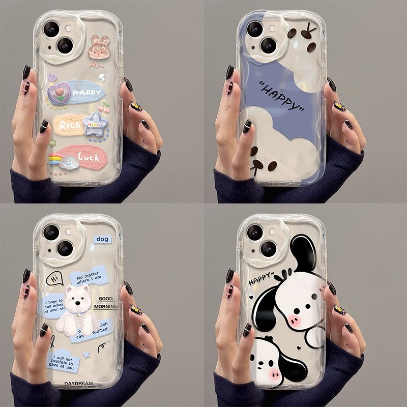 Ốp lưng trong suốt chó cute dễ thương hoạt hình sticker ốp điện thoại Samsung S25 Ultra 5G A55 A02 A