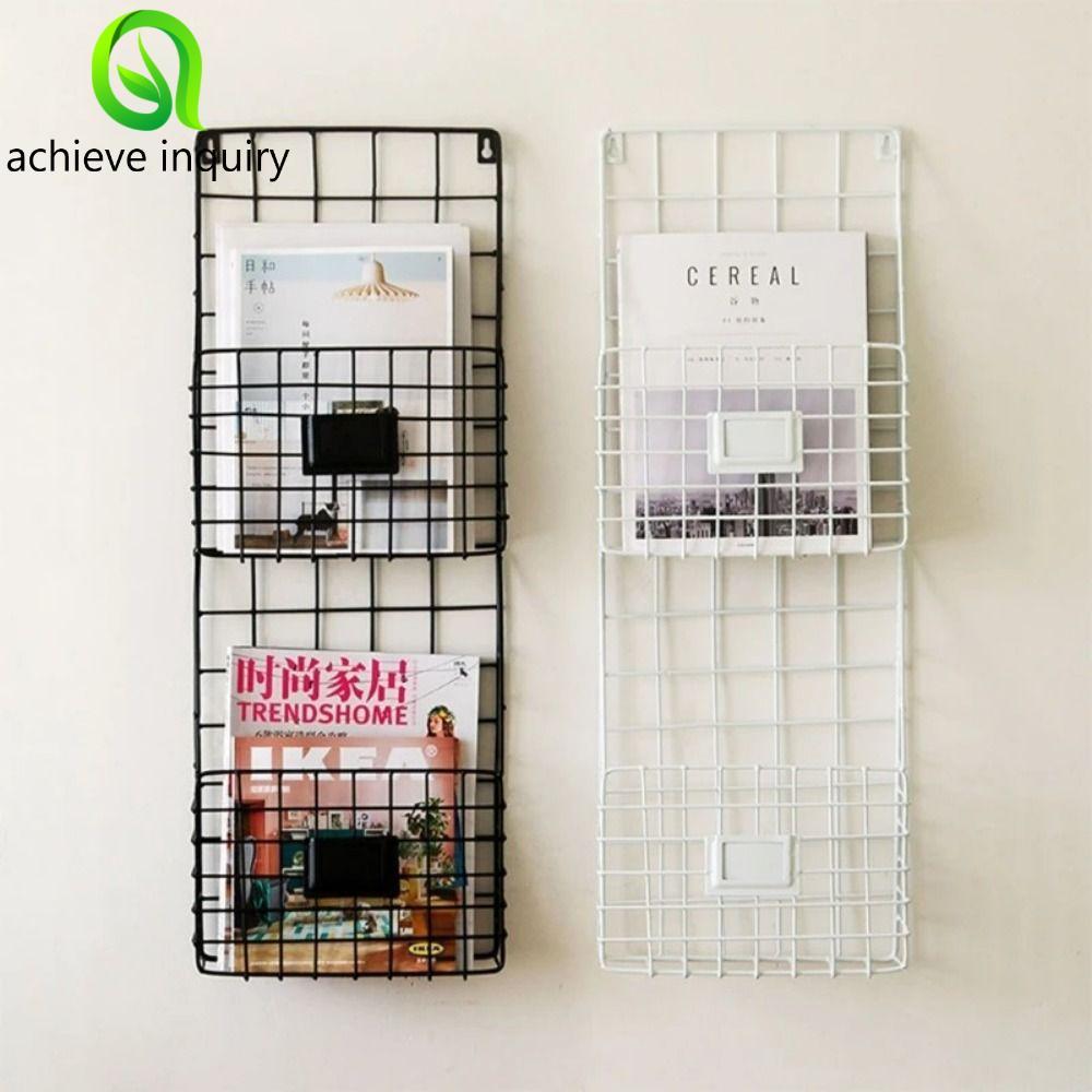 ACHIEVE INQUIRY Magazine File Holder, Bộ sắp xếp thư lưới kim loại treo tường, Tấm nhãn tay cầm hữu 