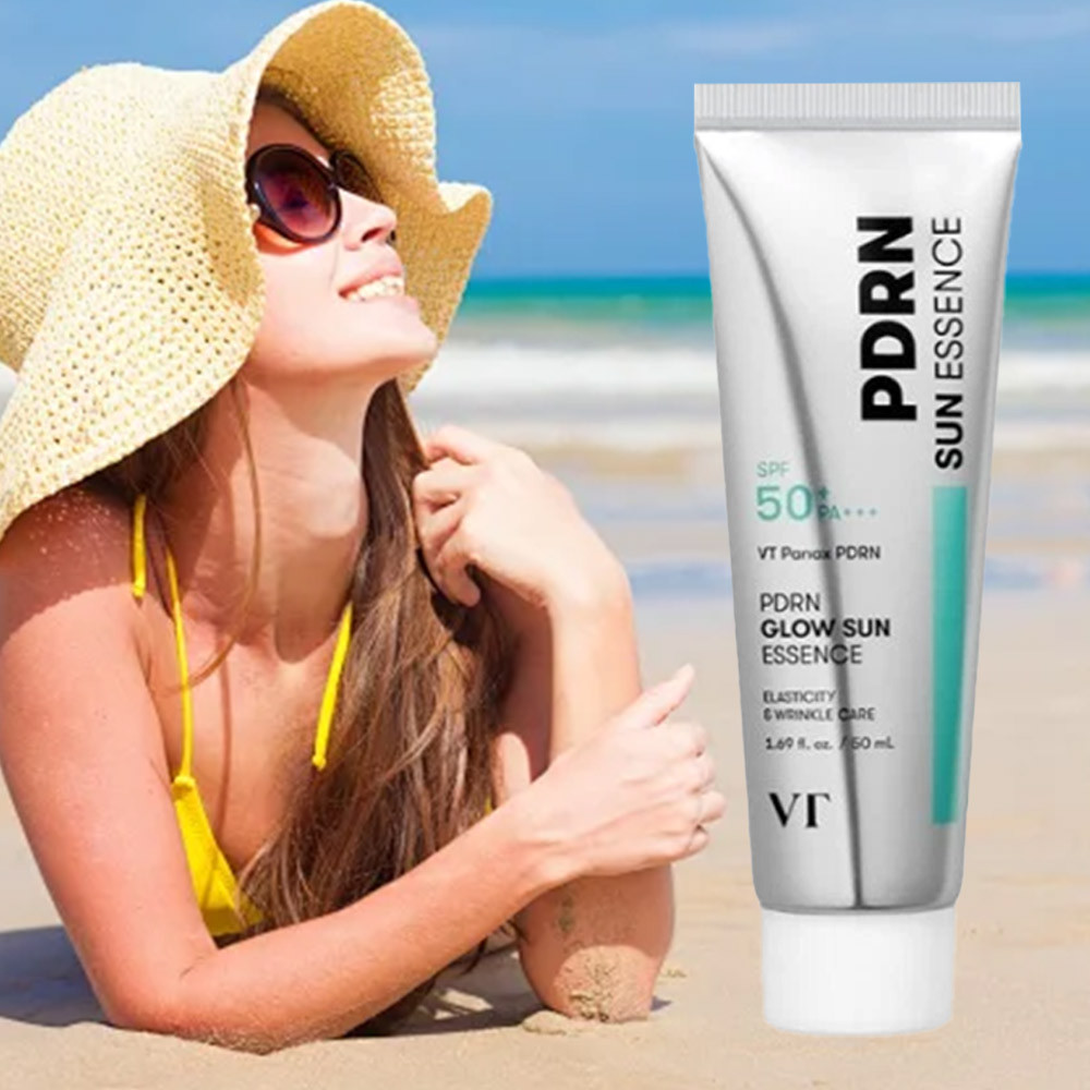 VT PDRN Unisex Glow Sun Essence 50ml PDRN Glow Serum Sunscreen