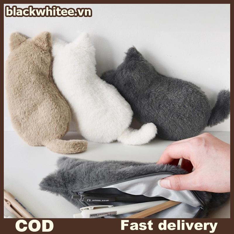 Túi đựng bút hình mèo sang trọng BWHTE Kawaii có cảm ứng mềm mại Dễ thương Nhẹ dung tích lớn Văn phò