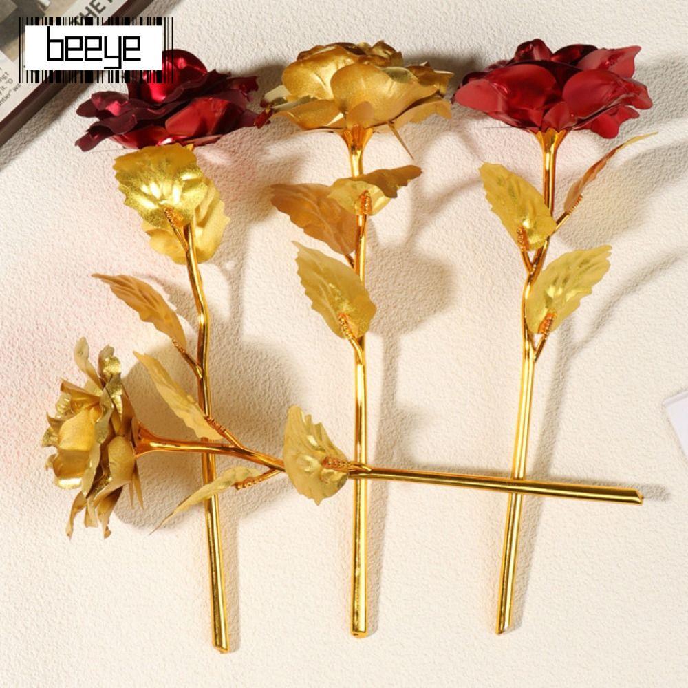 BEEYE Hoa Hồng Vàng, Hoa Hồng Đỏ Vàng Môi Trường, Hoa Lá Vàng Thời Trang Nhựa Hoa Hồng Nhân Tạo Tinh
