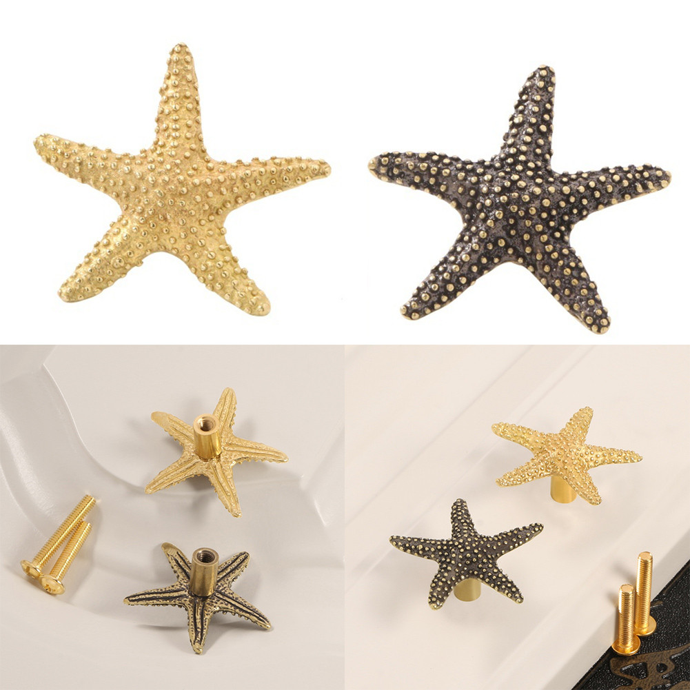【COLORFUL】Brass Handles Kids Room Decor Nordic Fresh Style Unique Starfish Design