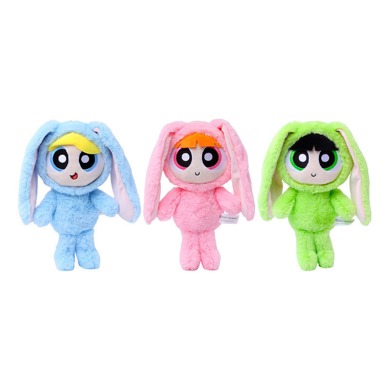 Spot Goods#Warner Bros. Official Powerpuff Girls Bunny Plush Toy with Cute Bunny Ears, Anime Periphe