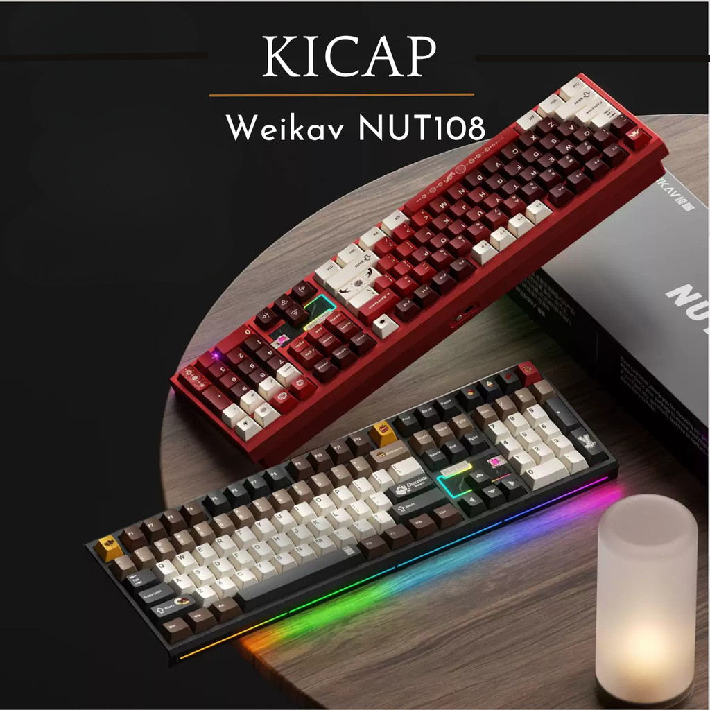 Bàn phím cơ WEIKA NUT108 Nhôm CNC Fullsize 108 phím | Ball Catch | Pin 10000mAh | RGB Double Light B