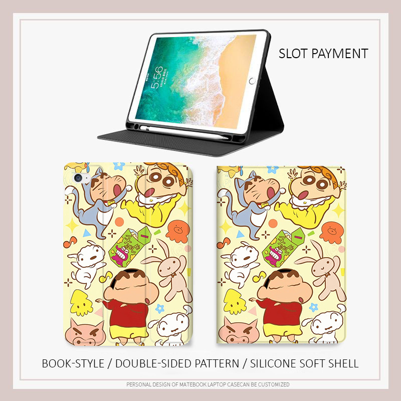 Bao da iPad Crayon Shin-chan Himawai - Ốp lưng gấu ôm cho Air 4/5/6 M3, iPad Gen 11 A16 - Chống sốc,