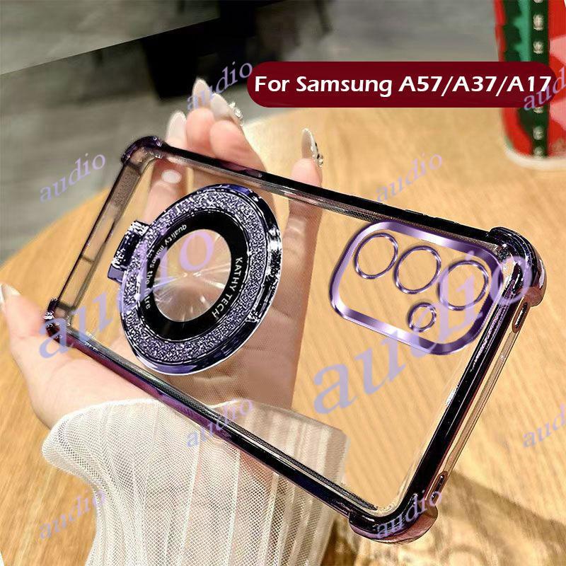 Ốp điện thoại trong suốt mạ bốn góc Samsung A57 5G có giá đỡ cho Samsung Galaxy A57 A37 A27 A17 Gala