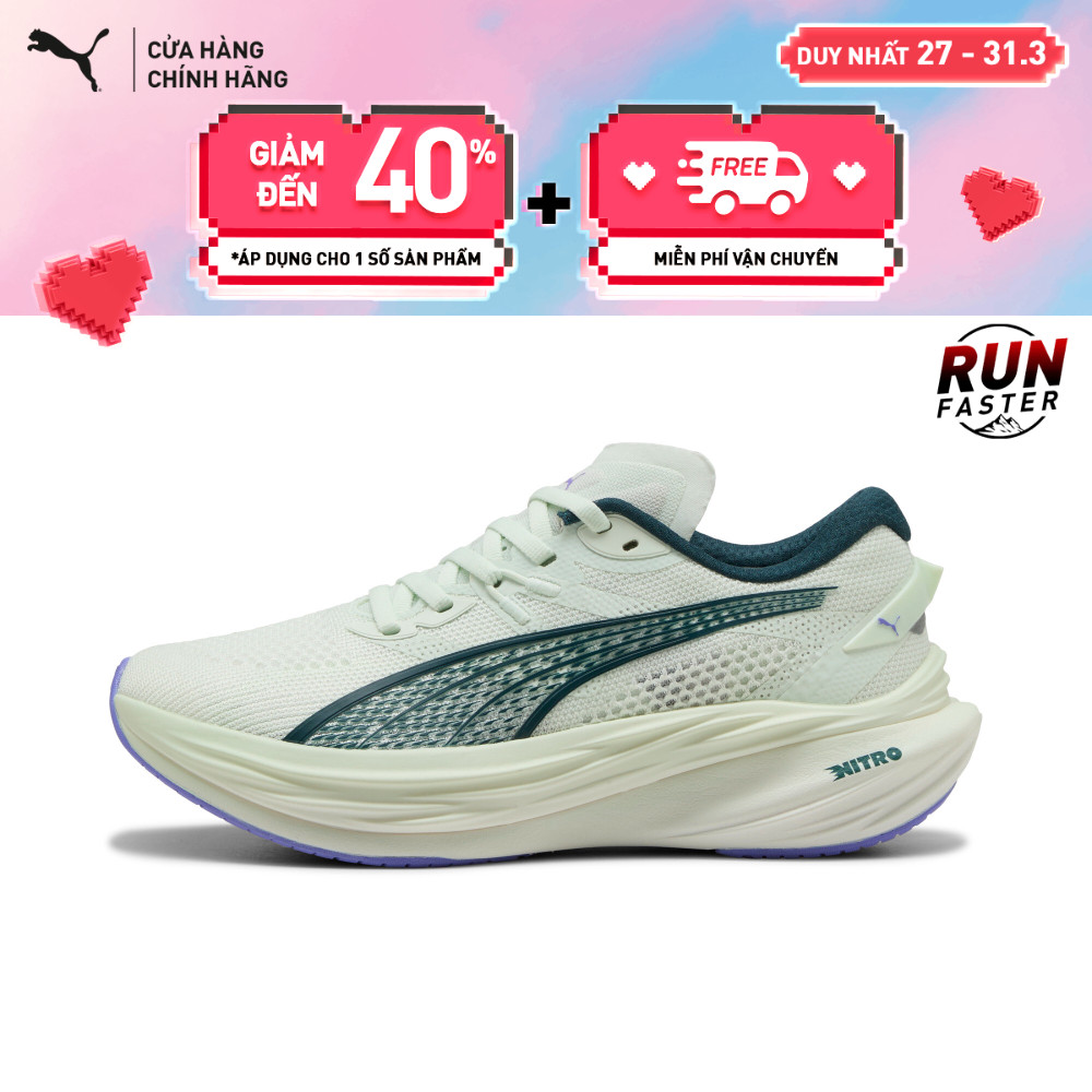 Giày Chạy Bộ PUMA Nữ Deviate NITRO 3 Wns Sage Frost-Green Terrain Màu Xanh Lá