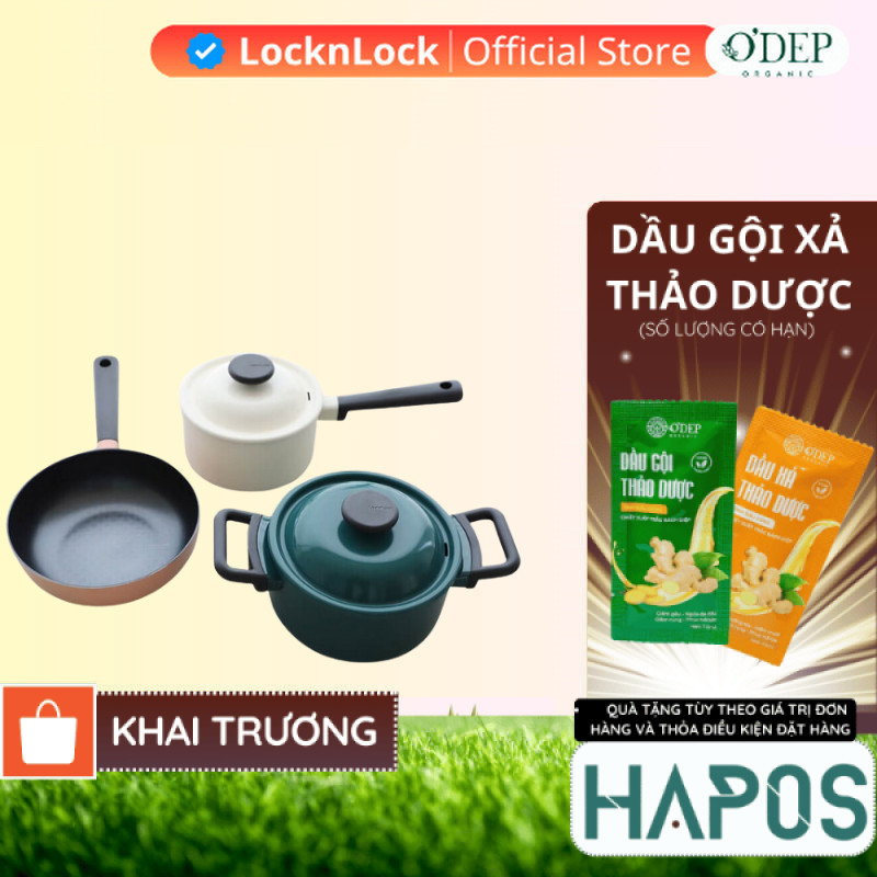 Bộ nồi chảo sâu lòng LocknLock 3 món Decore  LDE1181IHS01 - HAPOS HOF