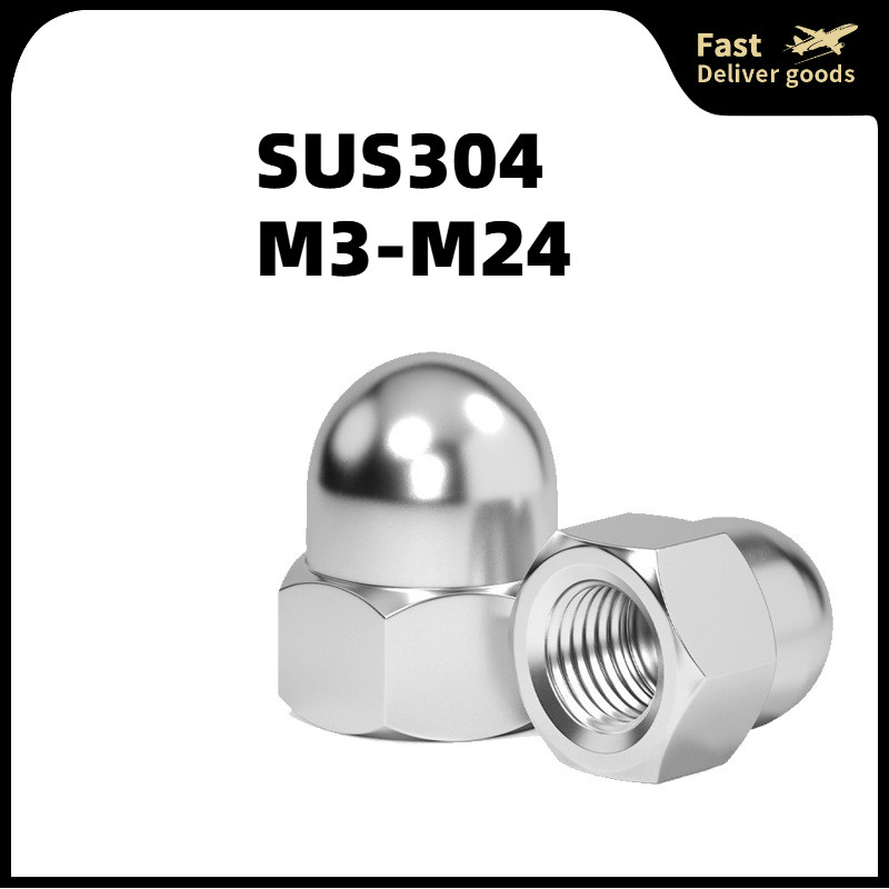 304 thép không gỉ loại nắp loại hạt M3M4M5M6M8M10M12 ~ M24/Hex Cap Nut Acorn Nut 304 Stainless Steel