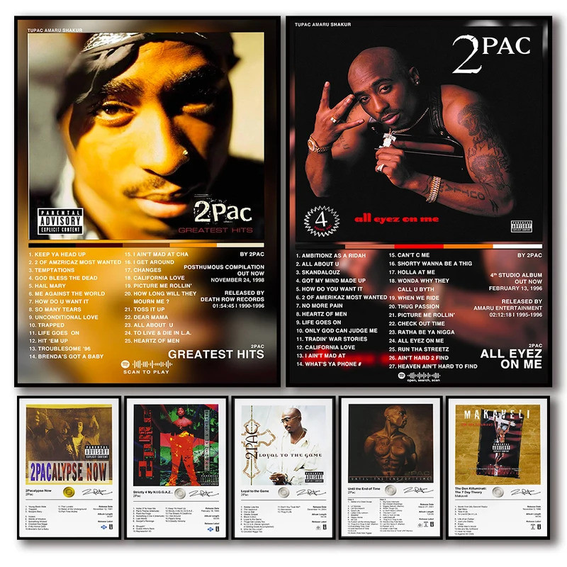 2Pac Album Nhạc Bao Hình Ảnh Thẩm Mỹ Pop Hip Hop Rapper Tupac Áp Phích Cho Phòng Hiện Đại Tranh Canv