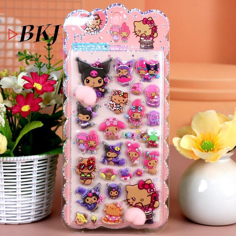 [KJ] Kawaii Hawaiian Black Skin Sanrio Hello Kitty Soft Puffy Butt 3D Dán DIY Laptop [Mới]