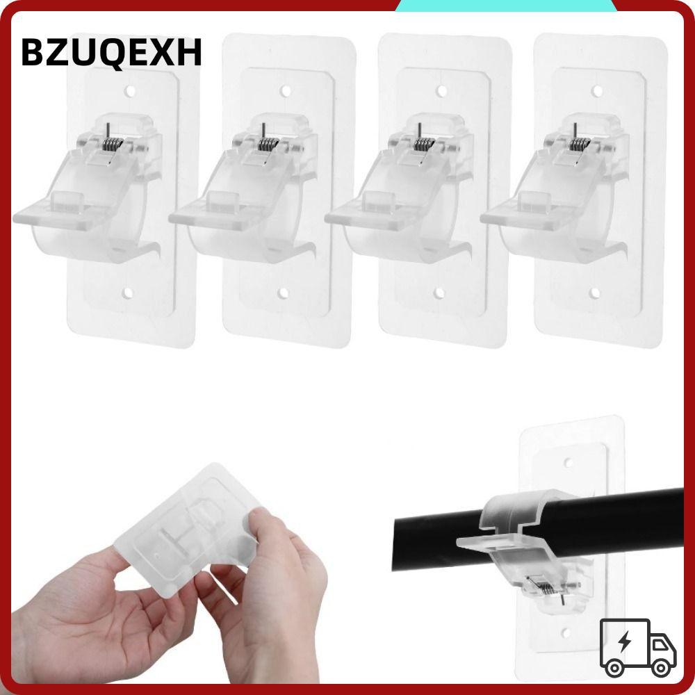 BZUQEXH 2 cái / bộ Kẹp thanh rèm, Giá đỡ thanh treo rèm tự dính bằng nhựa, Giá đỡ thanh treo rèm tự 
