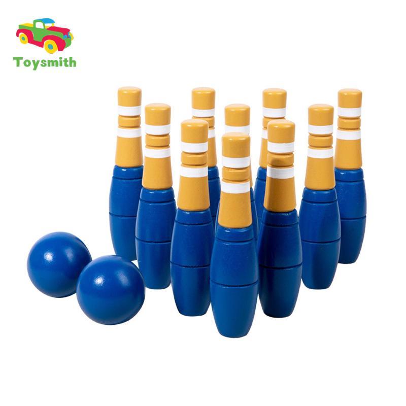 Toysmith Gỗ Bowling Bộ Đồ Chơi Bowling Trẻ Em Chơi Bóng Giáo Dục Sân Sau Bowling Trò Chơi Đạo Cụ Cho