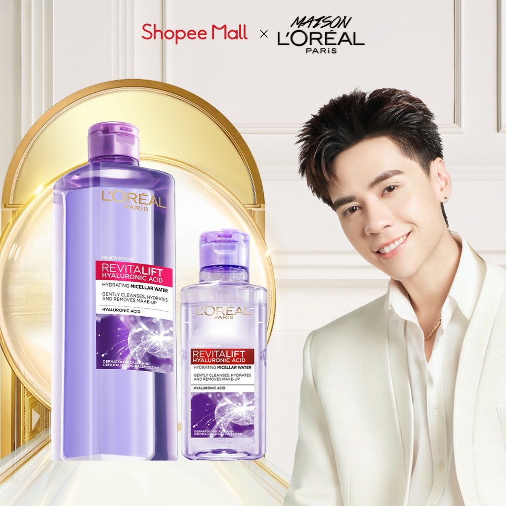 Bộ đôi Nước Tẩy Trang L'Oreal 3 In 1 Micellar Cấp ẩm L'Oreal Paris HA 400ml & 95ml