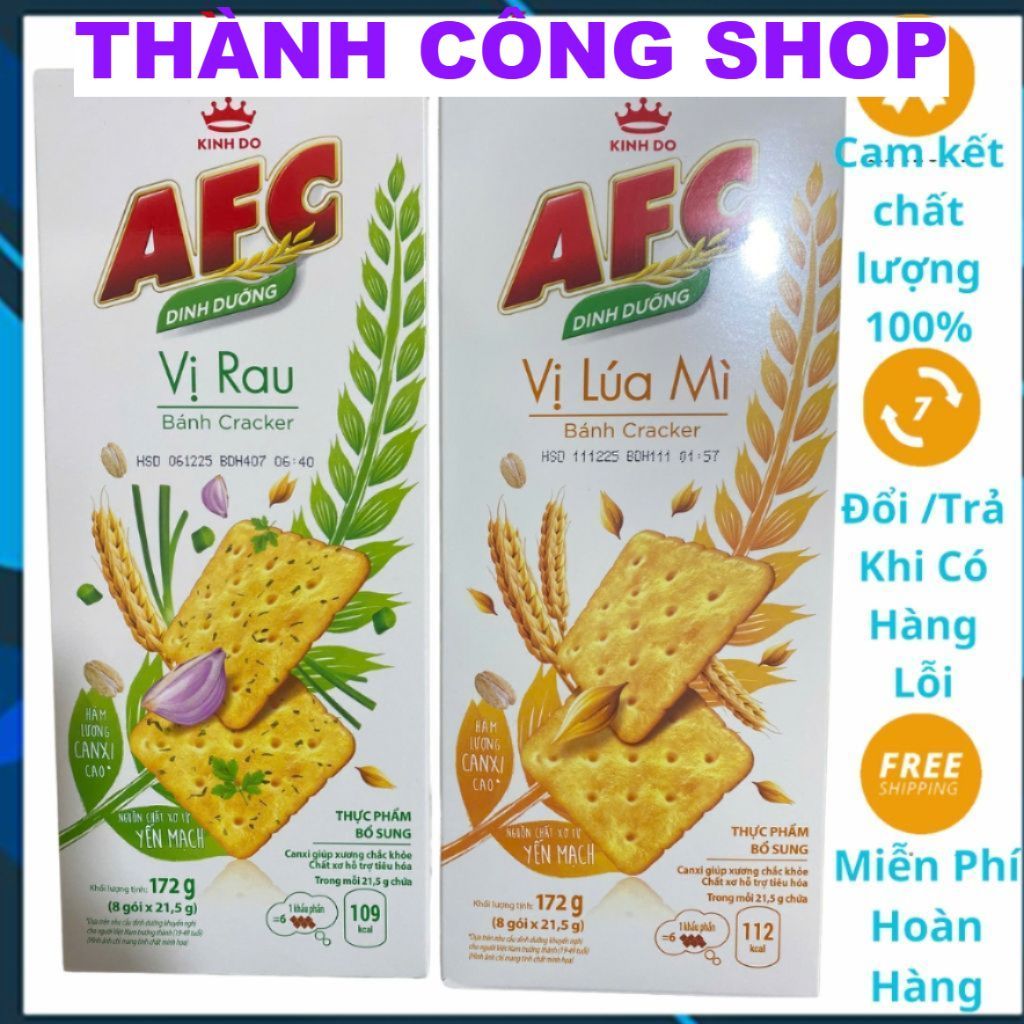 (SALE LỚN) Bánh Cracker AFC hộp 172g vị Lúa mỳ,rau,Bánh Kinh Đô AFC Hộp 172g,Bánh quy AFC vị rau hộp