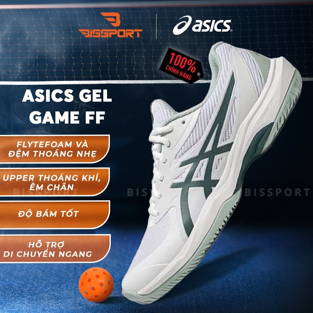 Giày Tennis/Pickleball ASICS GAME FF Chính Hãng - Trắng Xanh Matcha - Nhẹ - Bám Sân - GEL™ Giảm Chấn