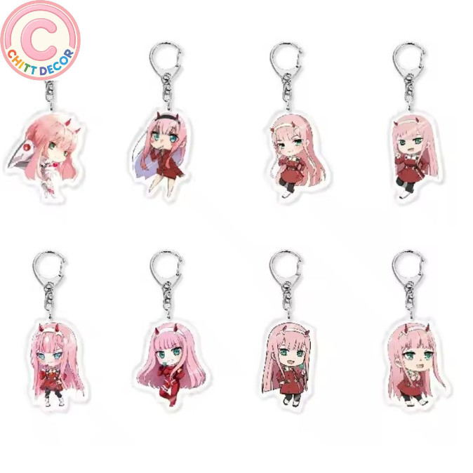 Zero Two Anime Figures Keychain Darling In The Franxx Acrylic key Chain Zero Two Anime Figures Keych
