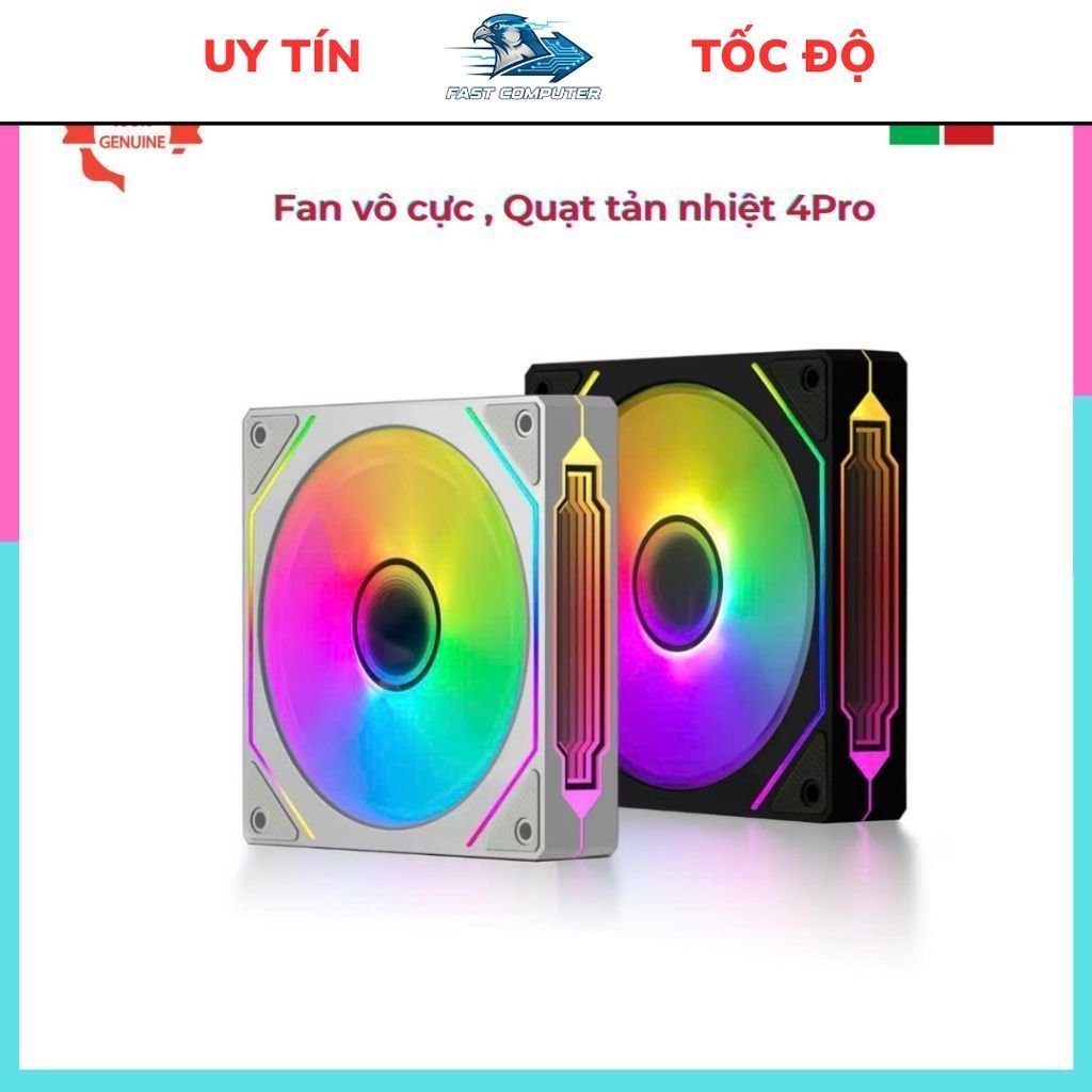Fan vô cực , Quạt tản nhiệt, 4Pro Fan Led ARGB vô cực - Phiên bản gió thổi xuôi và thổi ngược