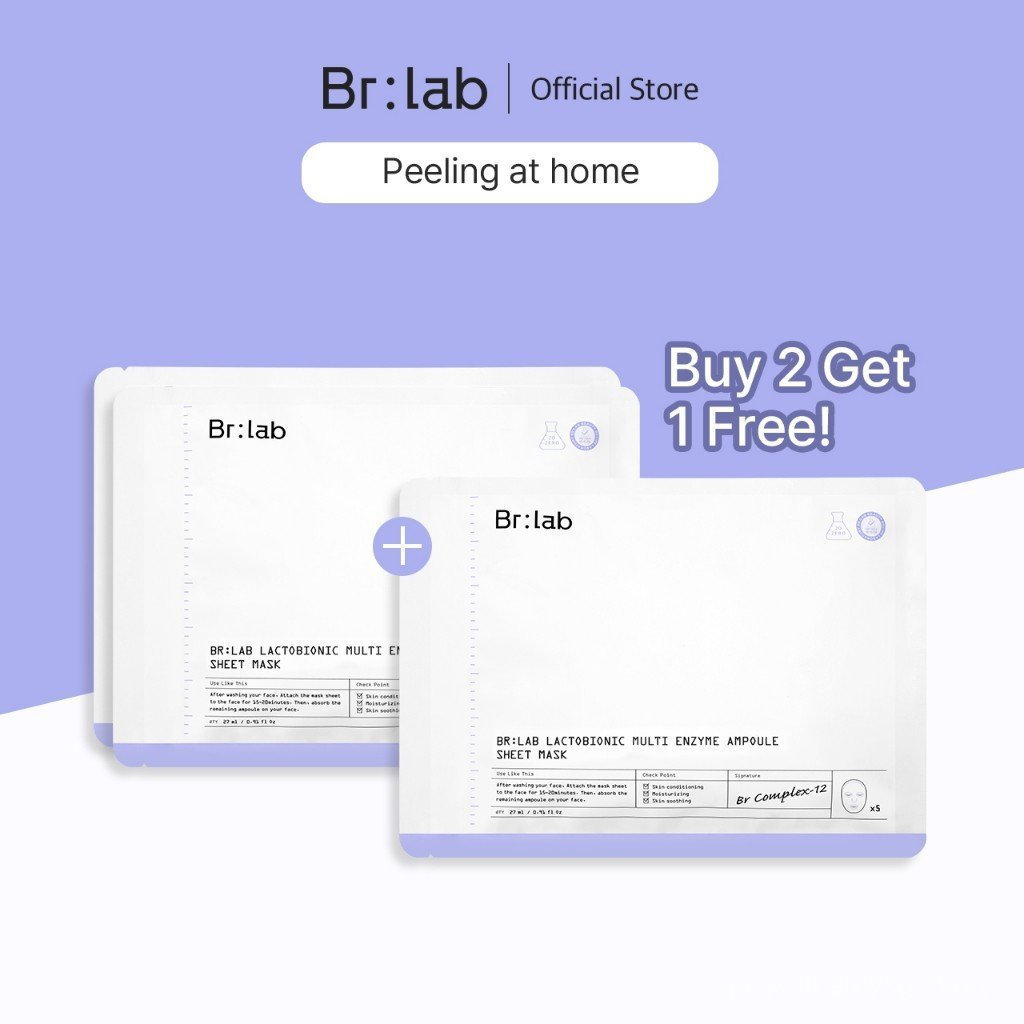 [5 MẶT NẠ HELAI] BR: Lab Lactobionic Multi Enzyme BR Complex-12 GÓI MẶT NẠ - KHẨU TRANG CHỐNG