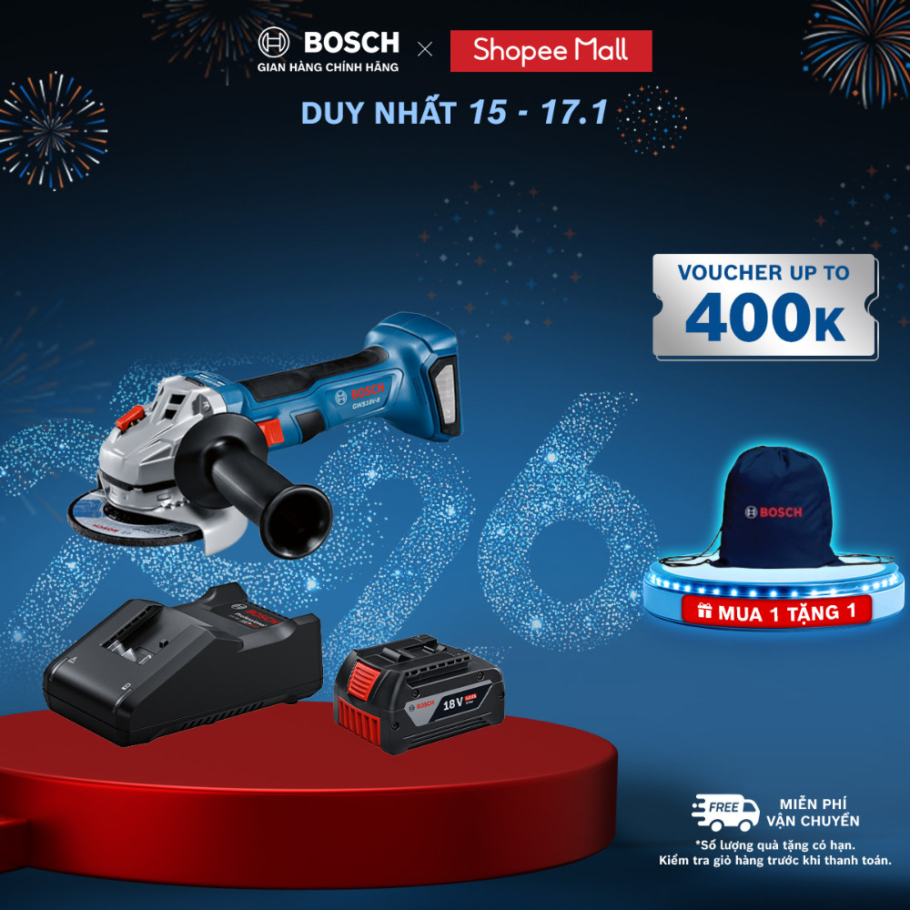 Máy mài góc pin GWS 18V-8 125mm + Bộ Sạc GAL 18V-40 và 1 Pin GBA 4.0Ah MỚI